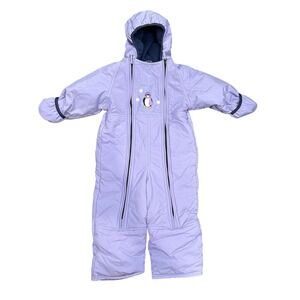 LL Bean Baby Snowsuit Bunting Lilac Hooded Winter Fleece Lined 2T